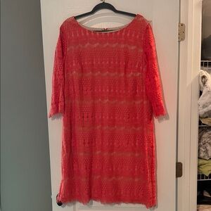 Jessica Coral Lace Midi Dress